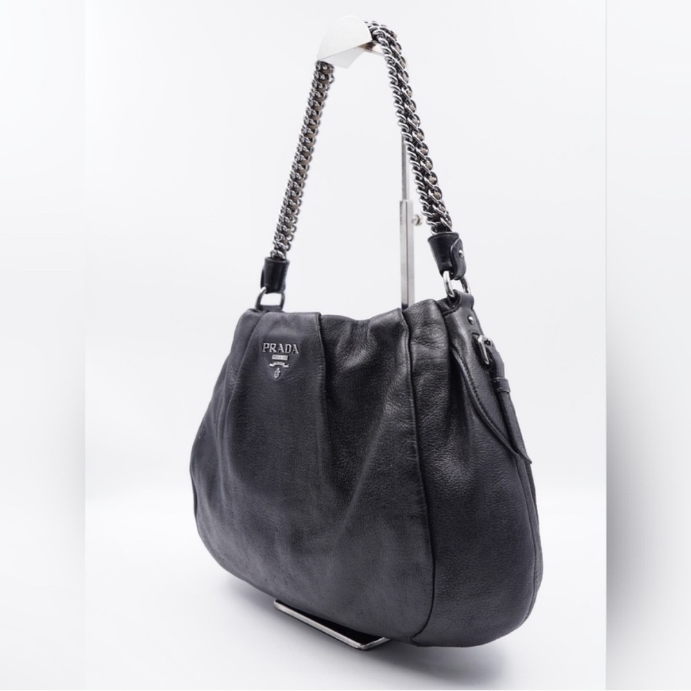 PRADA Black Cervo Leather Chain Bag - Picture 7 of 13